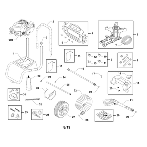 Main Unit Diagram and Parts List for 021027-00  Briggs and Stratton Pressure Washer